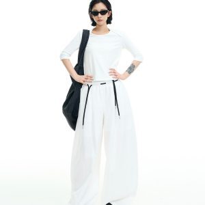 High-Waisted Wide-Leg Casual Pants for Women - Summer Korean Style Loose Floor-Length Trousers