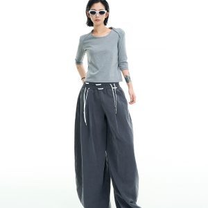 High-Waisted Wide-Leg Casual Pants for Women - Summer Korean Style Loose Floor-Length Trousers