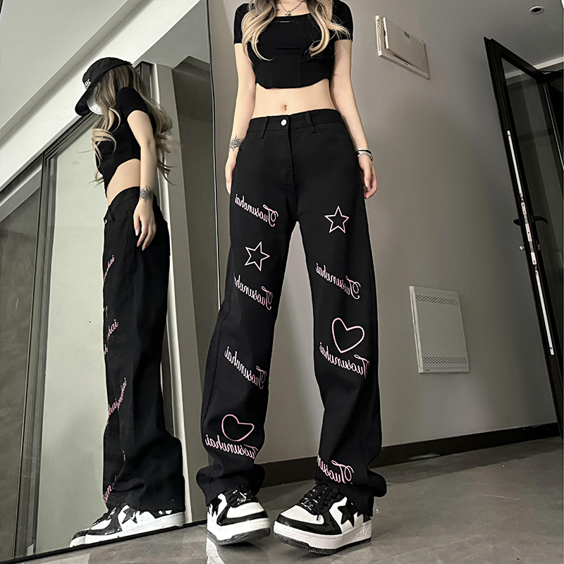 High-Waisted Wide-Leg Jeans for Women – Trendy American Street Style, Casual Slimming Loose Fit, Versatile Fashion Essential