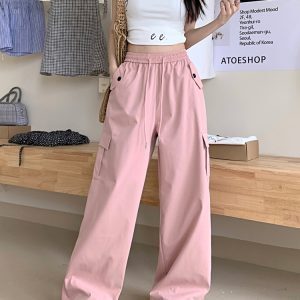 High-Waisted Wide-Leg Jogger Pants for Petite Women - American Style Spicy Girl Jazz Dance Outfit