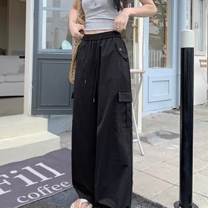 High-Waisted Wide-Leg Jogger Pants for Petite Women - American Style Spicy Girl Jazz Dance Outfit