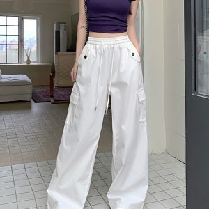 High-Waisted Wide-Leg Jogger Pants for Petite Women - American Style Spicy Girl Jazz Dance Outfit