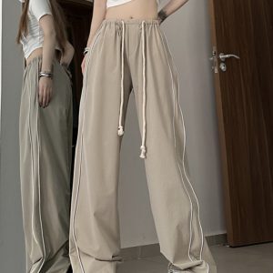 High-Waisted Wide-Leg Straight Pants for Women, American Jazz Dance & K-Pop Street Style Sweatpants