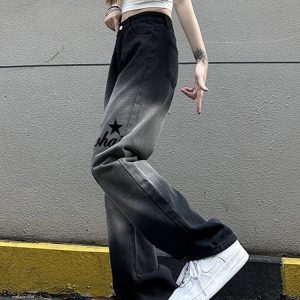 High-Waisted Women's American-Style Jeans, Slimming Loose-Fitting Straight-Leg Wide-Leg Pants, Trendy Casual Fashion
