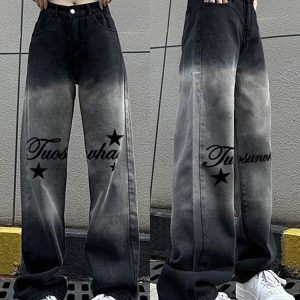 High-Waisted Women's American-Style Jeans, Slimming Loose-Fitting Straight-Leg Wide-Leg Pants, Trendy Casual Fashion
