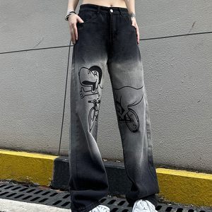 High-Waisted Women's Jeans - American High Street Style, Casual Versatile Slim-Fit Loose Straight Wide-Leg Pants for Trendy Looks
