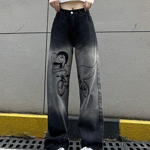 High-Waisted Women's Jeans - American High Street Style, Casual Versatile Slim-Fit Loose Straight Wide-Leg Pants for Trendy Looks