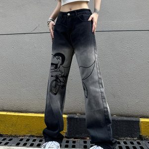 High-Waisted Women's Jeans - American High Street Style, Casual Versatile Slim-Fit Loose Straight Wide-Leg Pants for Trendy Looks