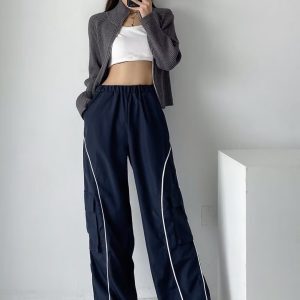 High-Waisted Y2K Jazz Dance Hip Hop Pants for Women - Retro American Casual Wide-Leg Trousers