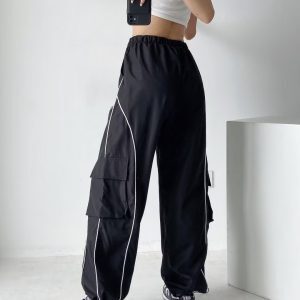 High-Waisted Y2K Jazz Dance Hip Hop Pants for Women - Retro American Casual Wide-Leg Trousers