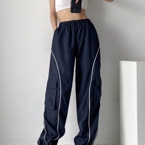 High-Waisted Y2K Jazz Dance Hip Hop Pants for Women - Retro American Casual Wide-Leg Trousers