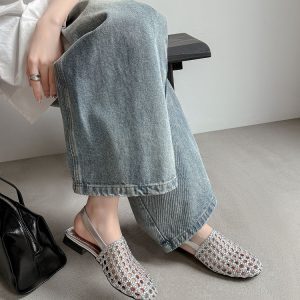 Hollow Woven Open-Toe Sandals for Women - Designer Flat Roman Shoes for Vacation and Beach Wear