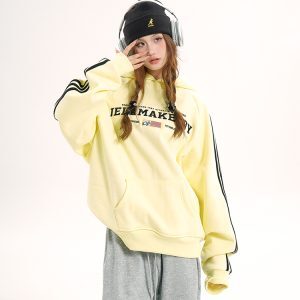 Hooded Long Sleeve Sweatshirt for Girls - Casual American Letter Print Pullover Top for Spring and Autumn, Trendy Loose Fit