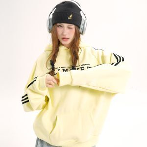 Hooded Long Sleeve Sweatshirt for Girls - Casual American Letter Print Pullover Top for Spring and Autumn, Trendy Loose Fit