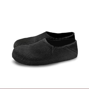 Horsehair Mule Shoes with Tanned Leather and Rubber Sole - Stylish Slip-On Design for Effortless Chic