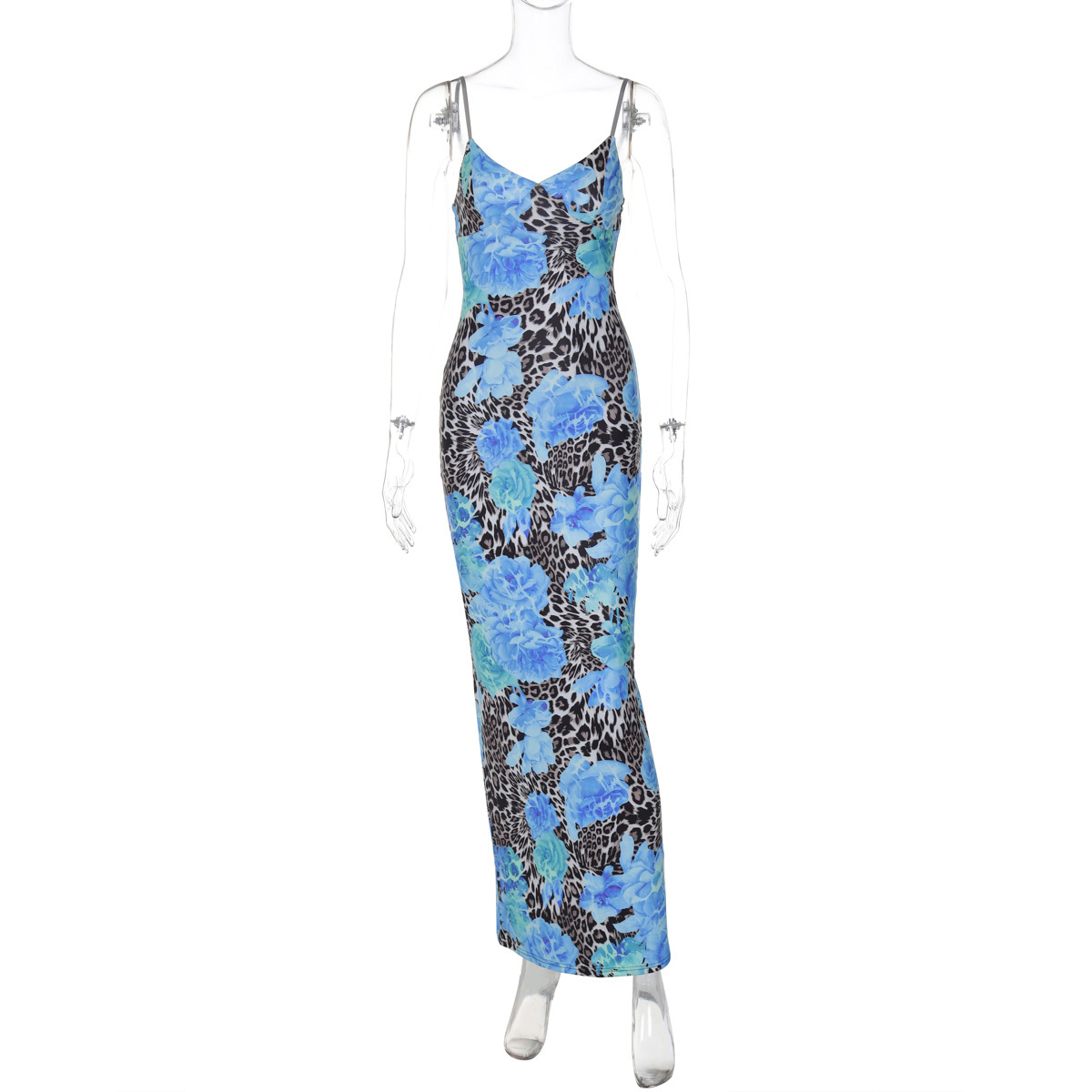 Irregular Printed Camisole Dress for Women - Summer High-Waisted Slim Long Skirt, European American Vacation Style, Y2K Fashion