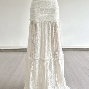 Island Resort Style Lace Half Skirt with Sheer Bodycon Long Skirt for Women - Perfect for Summer, Beach, and Vacation Vibes
