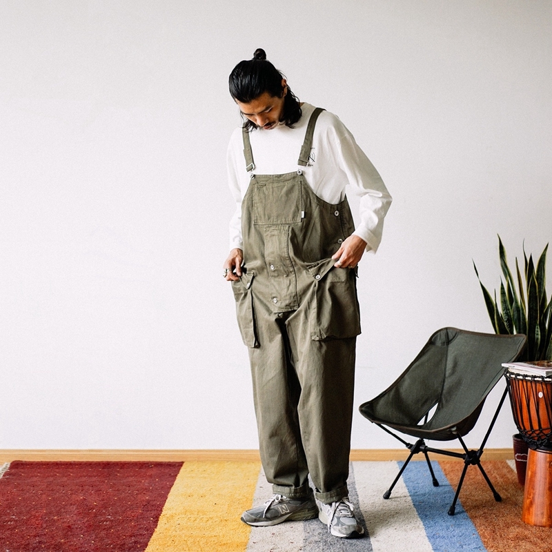 Japanese Retro Amekaji Loose Suspender Jumpsuit Pants for Men & Women, Workwear Set, Casual 90s Style Fashion