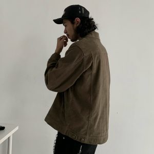 Japanese Retro Clean Fit Short Corduroy Work Jacket for Men - Autumn Winter American Casual Outerwear