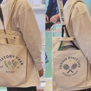 Japanese-Style Canvas Badminton Bag, Versatile Large Capacity Shoulder Tote, Casual Sport Tote for Everyday Use