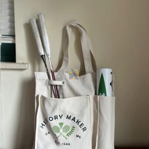 Japanese-Style Canvas Badminton Bag, Versatile Large Capacity Shoulder Tote, Casual Sport Tote for Everyday Use