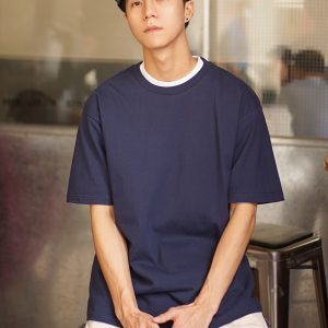 Japanese Style Heavyweight Solid Color Short Sleeve T-Shirt for Men and Women - Summer Round Neck Loose Fit Cotton Tee