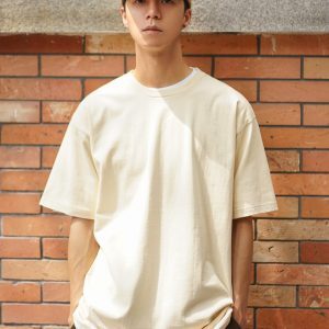 Japanese Style Heavyweight Solid Color Short Sleeve T-Shirt for Men and Women - Summer Round Neck Loose Fit Cotton Tee
