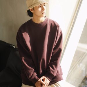Japanese-Style Heavyweight Solid Color Sweatshirt - Unisex Loose Drop Shoulder Long Sleeve Top for Casual Wear
