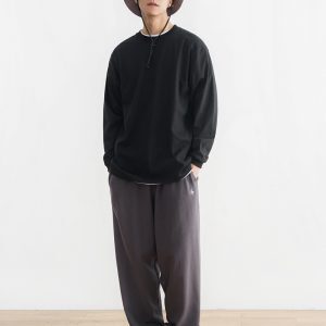 Japanese-style Loose Solid Color Heavyweight Pure Cotton Long Sleeve T-shirt Unisex Basic Round Neck Top