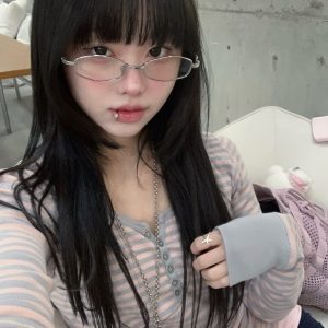 Japanese-Style Metallic Silver Polygonal GM Glasses - Korean Small Square Frame, Anti-Blue Light, Prescription Ready for Women