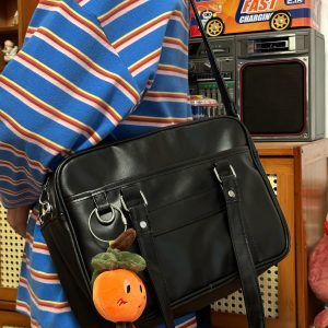 Japanese-Style Retro PU Tote Bag for Women - Versatile Large Capacity Shoulder Crossbody Commuter Bag for College Students