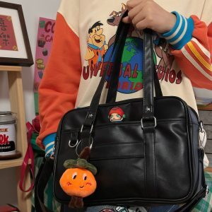 Japanese-Style Retro PU Tote Bag for Women - Versatile Large Capacity Shoulder Crossbody Commuter Bag for College Students