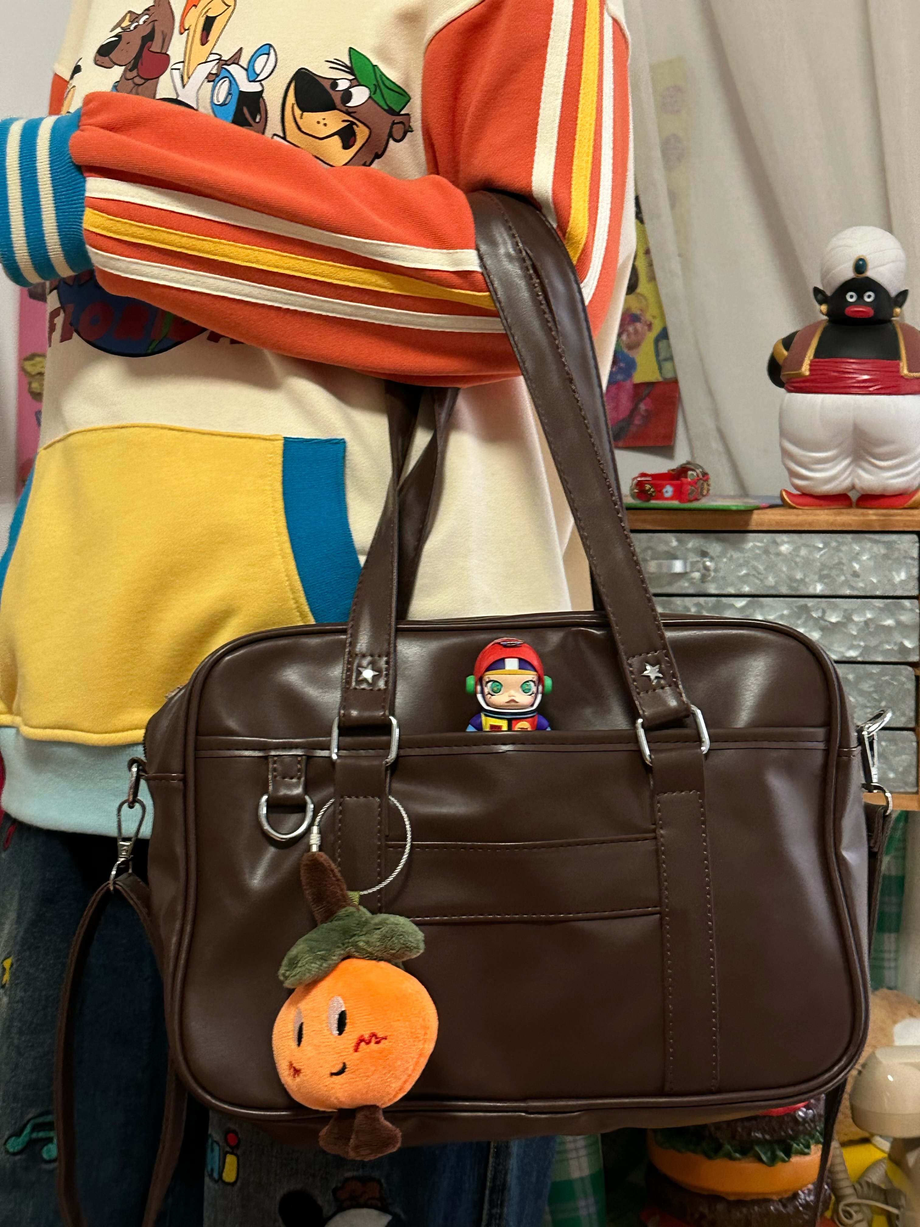 Japanese-Style Retro PU Tote Bag for Women - Versatile Large Capacity Shoulder Crossbody Commuter Bag for College Students