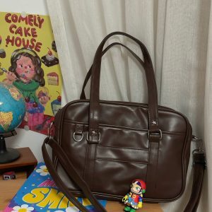 Japanese-Style Retro PU Tote Bag for Women - Versatile Large Capacity Shoulder Crossbody Commuter Bag for College Students