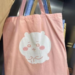 Japanese-Style Single-Shoulder Canvas Bag with Cute Bear Print - Large Capacity Artistic Youth Shopping Bag for Women