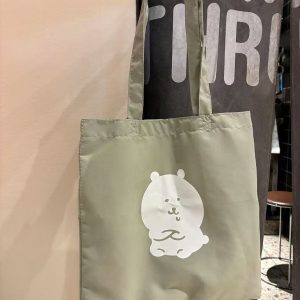 Japanese-Style Single-Shoulder Canvas Bag with Cute Bear Print - Large Capacity Artistic Youth Shopping Bag for Women