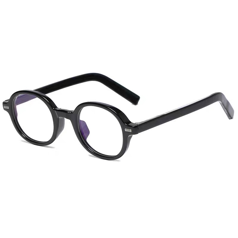 Japanese-Style Thick Black Frame Round Glasses for Women - Cute Flat Lens Design for Round and Square Faces, Perfect for Minimalist Looks