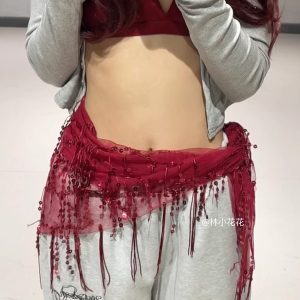 K-pop Dance Outfit for Women: Short Cardigan & Light Gray Graffiti Print Straight-Leg Sweatpants - Casual Sportswear Set