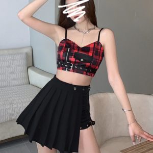 K-Pop Inspired Dance Costume Set - Spicy Girl Jazz Dance Top and Skirt Outfit for Performances and Parties