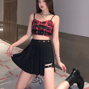K-Pop Inspired Dance Costume Set - Spicy Girl Jazz Dance Top and Skirt Outfit for Performances and Parties
