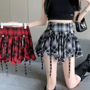 K-Pop Inspired Jazz Dance A-Line Skirt - Irregular Hem Cheerleader Style Short Skirt for Hot Girl Vibes