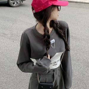 K-Pop Inspired Short Sweatshirt for Autumn/Winter - Niche Design Jazz Dance Top for Girls, Perfect for Performance and Group Activities