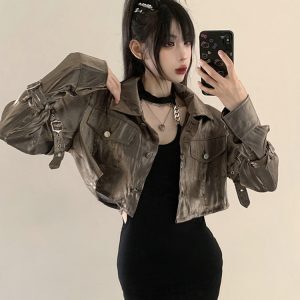 K-pop Inspired Spicy Girl Short Jacket, Niche Jazz Dance Golden Top, American Style Performance Outfit for Women