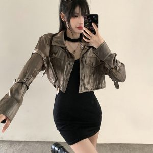K-pop Inspired Spicy Girl Short Jacket, Niche Jazz Dance Golden Top, American Style Performance Outfit for Women
