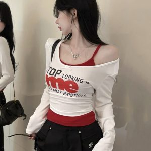 K-pop Inspired Two-Piece Jazz Dance Outfit for Women, Spicy Performance Top and Base Shirt for Spring and Autumn