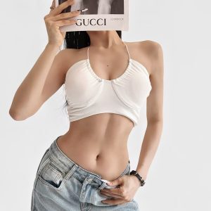 K-pop Style Jazz Dance Sports Bra with Removable Chest Pad, Sexy Thin Straps, Beautiful Back for Yoga and Fitness Women