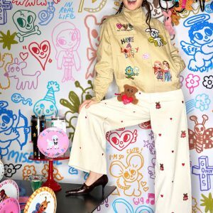 Khaki Washed Print Jacket for Artists - Trendy Streetwear Outerwear, Perfect for 90s and Y2K Inspired Fashion