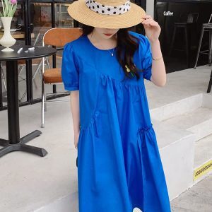 Klein Blue Summer Dress for Women - Loose-Fitting, High-End Doll Style, Age-Reducing, Trendy and Popular Fashion Must-Have
