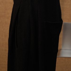 Knitted Low-Crotch Herringbone Texture Black Casual Pants - Long Straight Loose Fit for Effortless Style