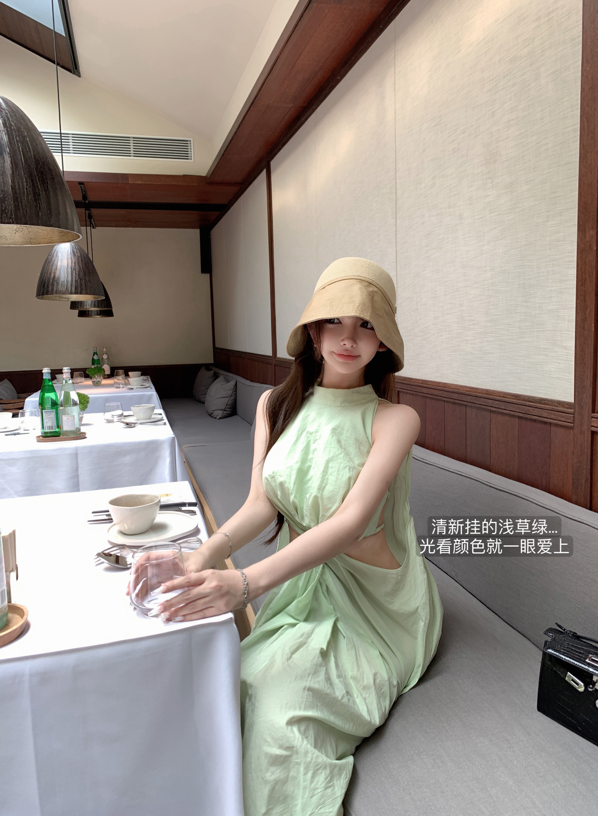 Knot Cut Side Hollow Airy Quality Linen Dress in Summer Melon Ice - Long Skirt, Perfect for 90s and Y2K Inspired Summer Fashion